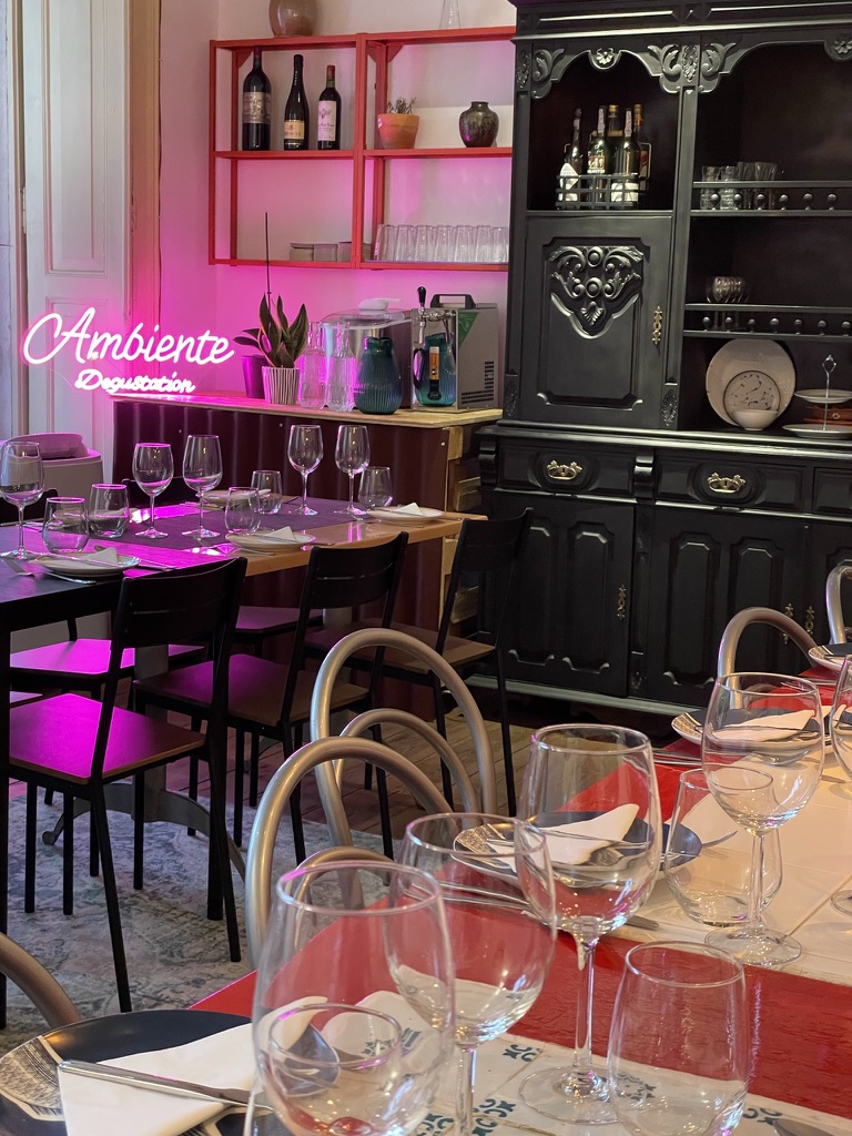Ambiente Hostel event room, set up for a gathering